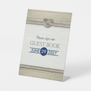 Tying The Knot Rustic Beach Wedding Pedestal Sign