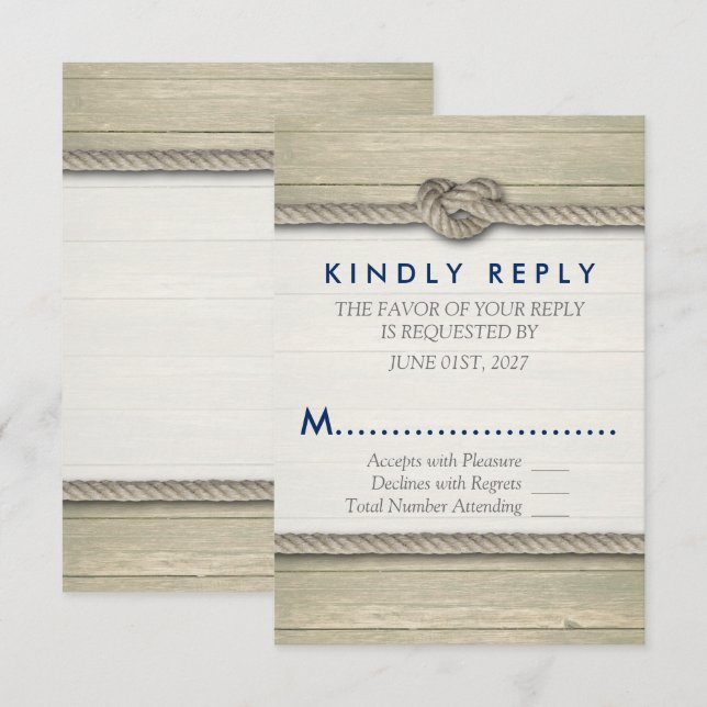 Tying The Knot Rustic Beach Wedding RSVP Card (Front/Back)