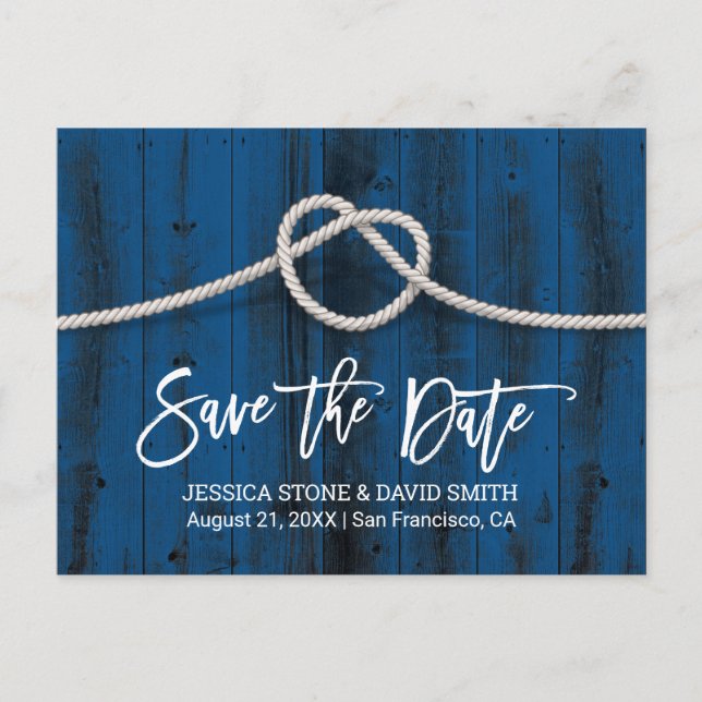 Tying the Knot Rustic Beach Wedding Save the Date Announcement Postcard (Front)