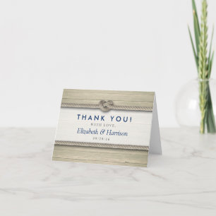 Tying The Knot Rustic Beach Wedding Thank You Card