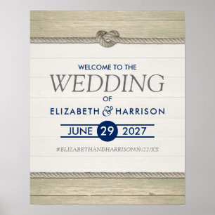 Tying The Knot Rustic Beach Wedding Welcome Poster