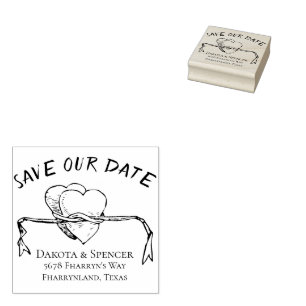 Tying the Knot Save our Date Fun Wedding Address Rubber Stamp