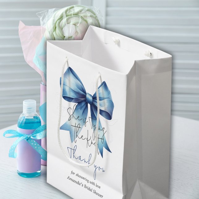 Tying the Knot Something Blue Bow Bridal Shower Medium Gift Bag (Creator Uploaded)
