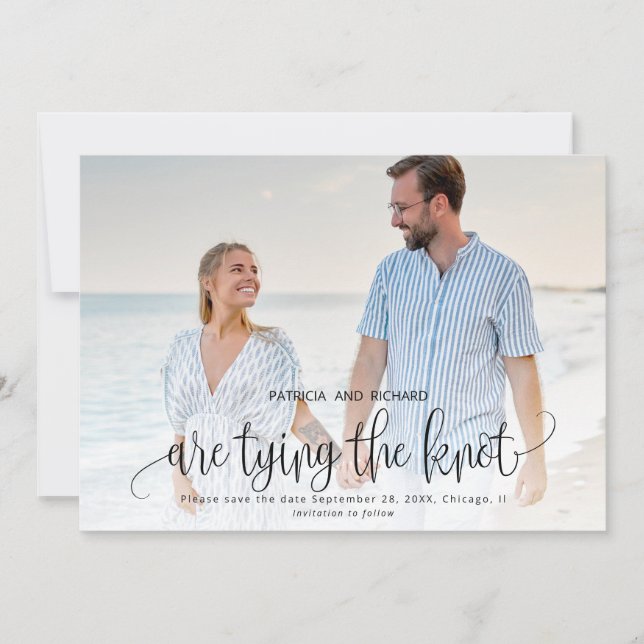 Tying The Knot Wedding Save The  Date Photo Invitation (Front)