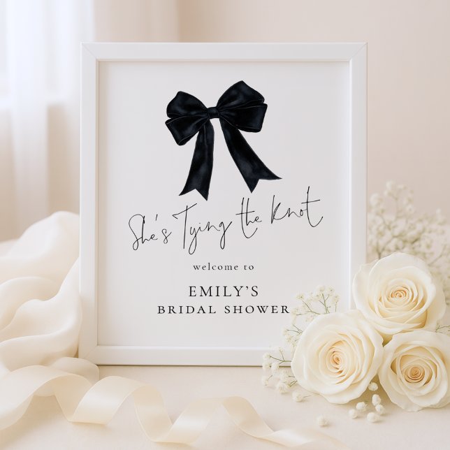 Tying The Knot Welcome Black Bow Bridal Shower Poster (Creator Uploaded)