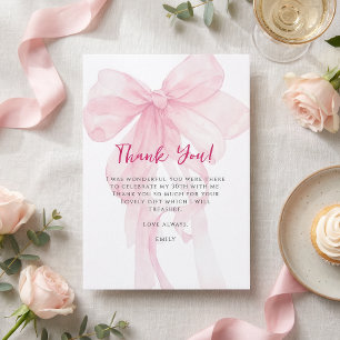 Tying Up 20s Pink Bow 30th Birthday Thank You Invitation