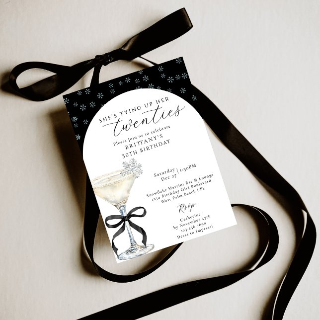 Tying Up Her Twenties Winter Themed 30th Birthday Invitation (Creator Uploaded)