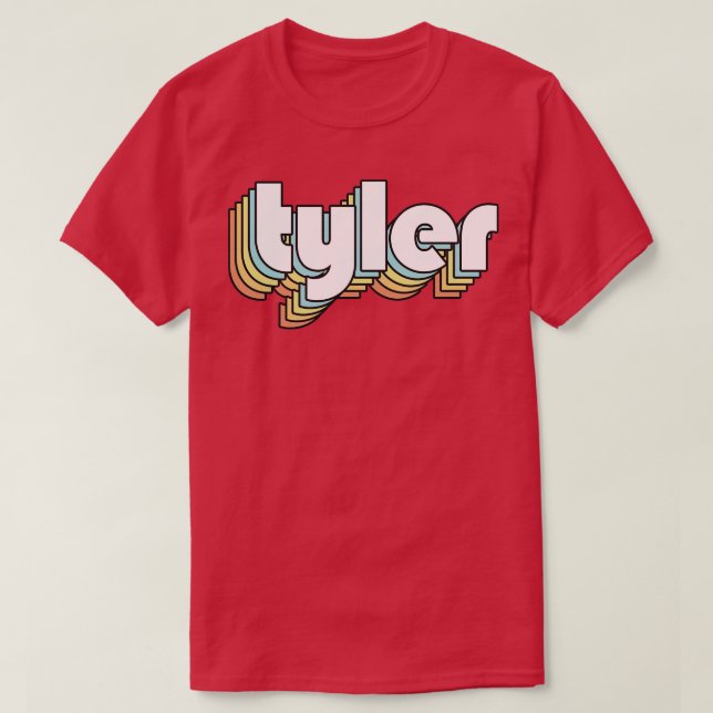 Tyler Retro Rainbow Typography Faded Style T-Shirt (Design Front)