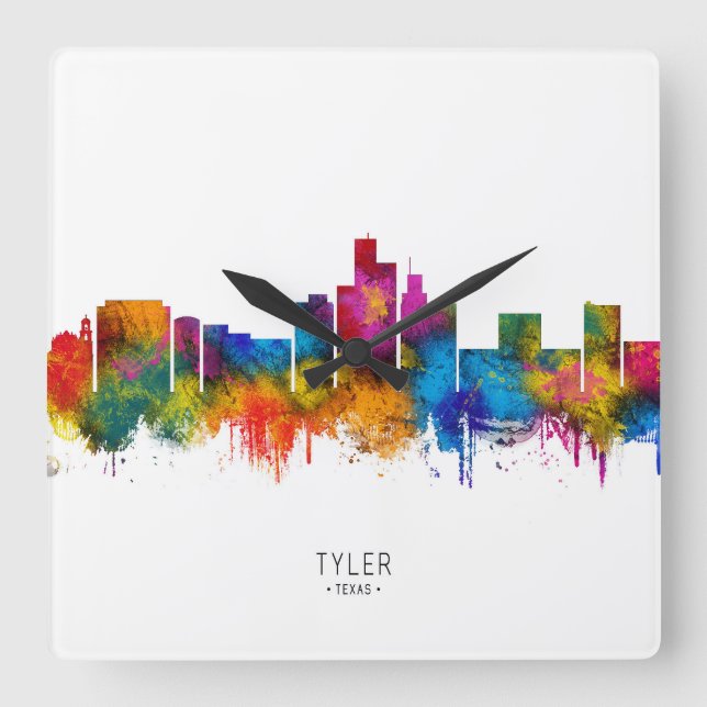 Tyler Texas Skyline Square Wall Clock (Front)