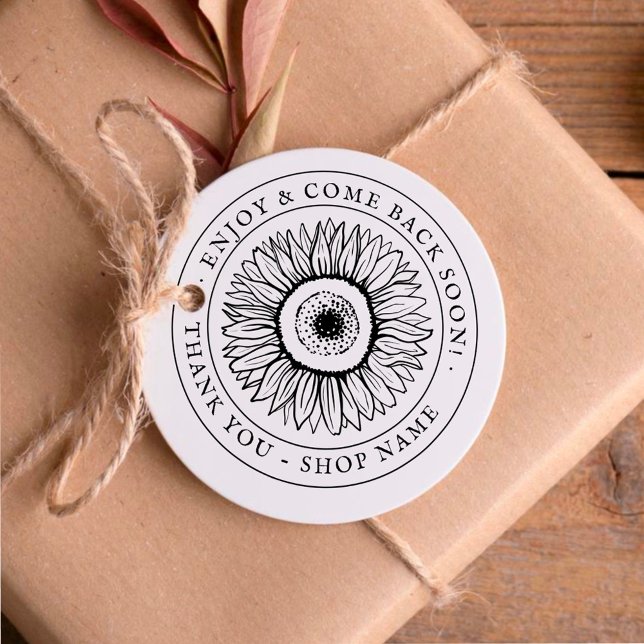 tylish Vintage Sunflower Small Business  Rubber Stamp (Creator Uploaded)