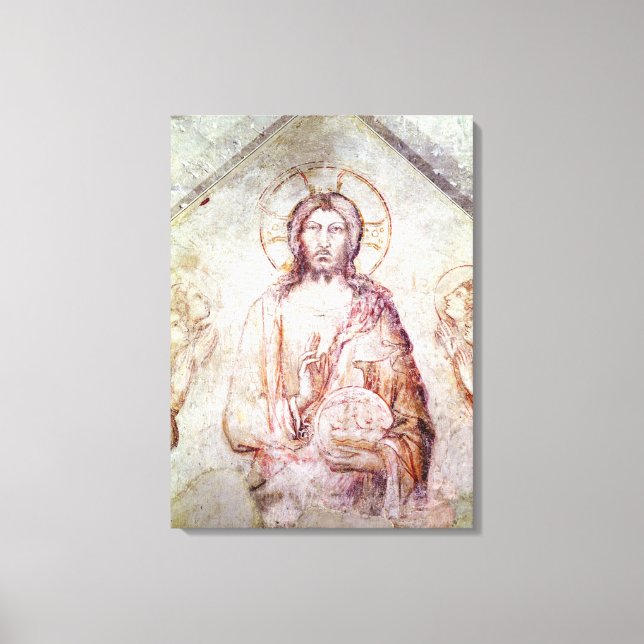 Tympanum depicting the Saviour Blessing, 1341 Canvas Print (Front)