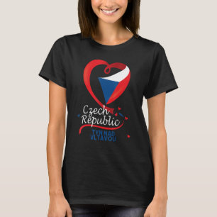 Tyn Nad Vltavou Czech Republic Heart Flag Coat Of  T-Shirt