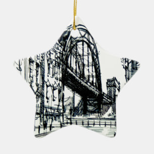 Tyne Bridge Dene Street Ceramic Tree Decoration