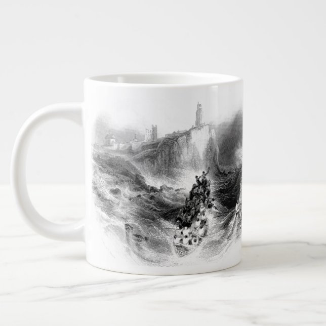 Tynemouth Lighthouse and Harbour Large Coffee Mug (Left)
