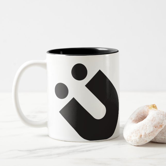 TYP(O) Creations: Umlaut Ü Two-Tone Coffee Mug (With Donut)