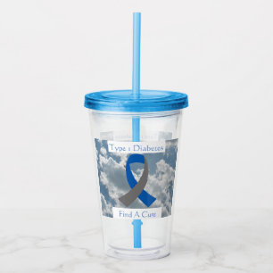 Type 1 Diabetes Acrylic Cup With Lid and Straw