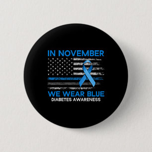 Type 1 Diabetes Awareness American US Flag Blue Ri 6 Cm Round Badge