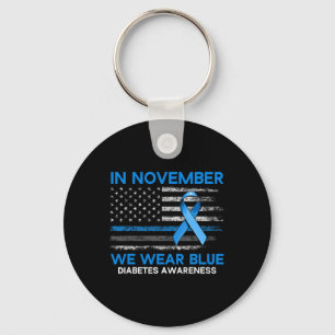 Type 1 Diabetes Awareness American Us Flag Blue Ri Key Ring