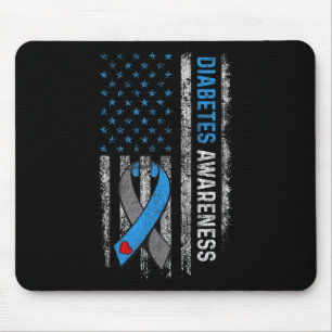 Type 1 Diabetes Awareness American Us Flag Blue Ri Mouse Mat