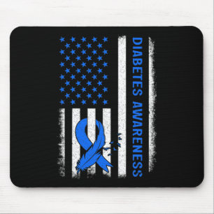 Type 1 Diabetes Awareness American Us Flag Blue Ri Mouse Mat