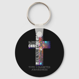 TYPE 1 DIABETES Awareness - Christmas Gift Key Ring