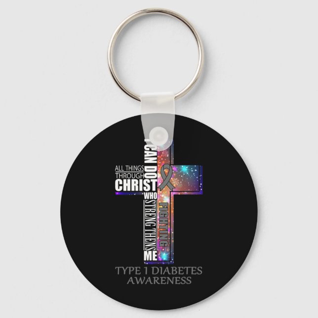 TYPE 1 DIABETES Awareness  - Christmas Gift  Key Ring (Front)