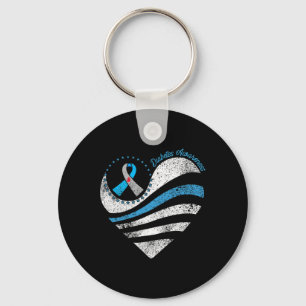 Type 1 Diabetes Awareness Heart Ribbon Key Ring