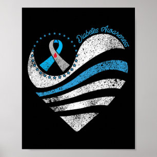 Type 1 Diabetes Awareness Heart Ribbon  Poster