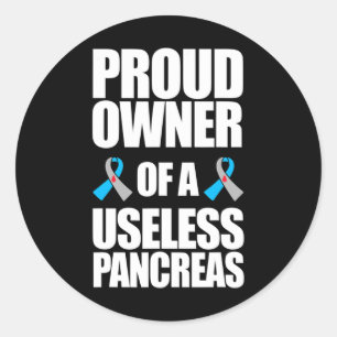 Type 1 Diabetes Awareness Proud Owner Of A Useless Classic Round Sticker
