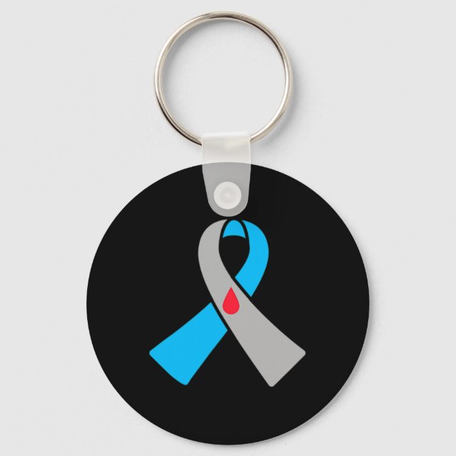 Type 1 Diabetes Awareness Ribbon Badge  Key Ring (Front)
