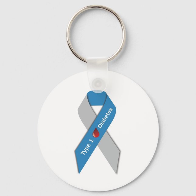 Type 1 Diabetes Awareness Ribbon Key Ring (Front)