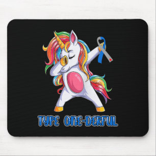 Type 1 Diabetes Awareness Ribbon T1d Unicorn Girls Mouse Mat
