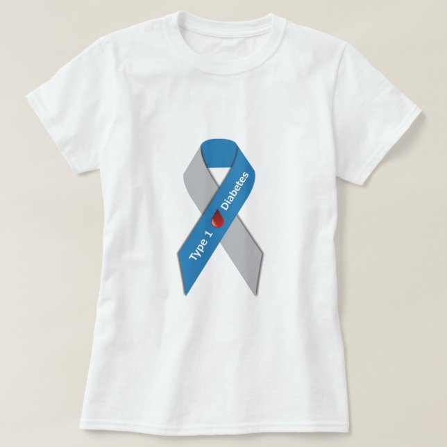 Type 1 Diabetes Awareness Ribbon T-Shirt (Design Front)