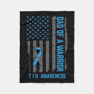 Type 1 Diabetes Awareness T1d Dad Of Warrior Type Fleece Blanket