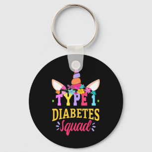 Type 1 Diabetes Awareness T1d Squad Unicorn Rainbo Key Ring