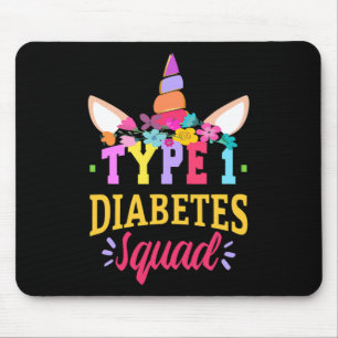 Type 1 Diabetes Awareness T1d Squad Unicorn Rainbo Mouse Mat