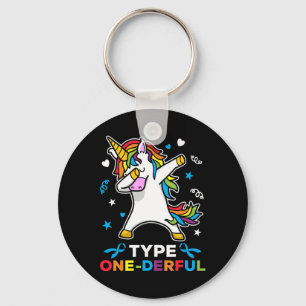 Type 1 Diabetes Awareness Unicorn Type One-Derful  Key Ring
