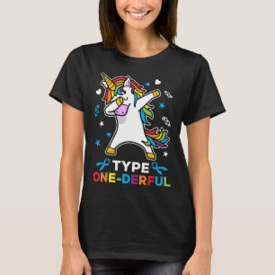 Type 1 Diabetes Awareness Unicorn Type One-derful T-Shirt