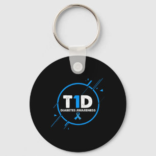 Type 1 Diabetes Awareness Vintage Diabetic T1d Dad Key Ring