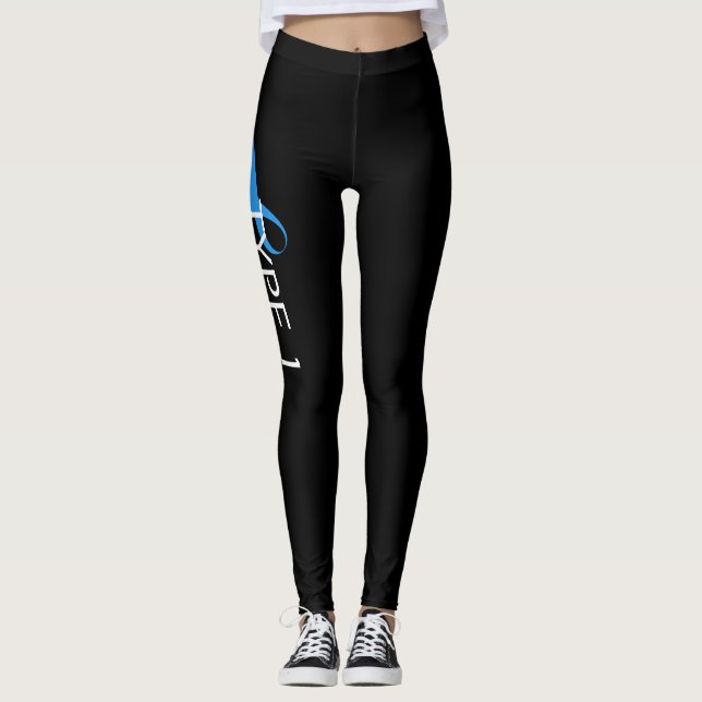 Type 1 Diabetes Blue Ribbon Awareness HOPE Leggings (Front)