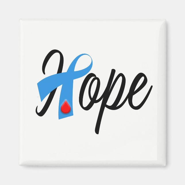 Type 1 Diabetes Blue Ribbon Awareness HOPE Magnet (Front)