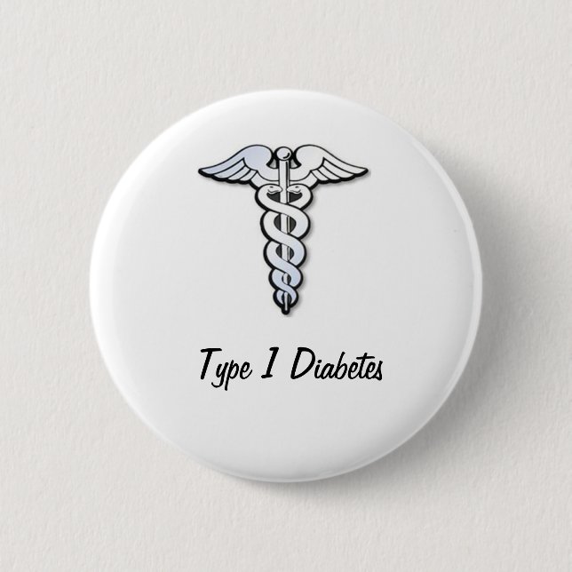 Type 1 Diabetes Button Badge - Black (Front)