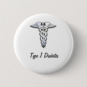 Type 1 Diabetes Button Badge - Black