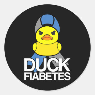 Type 1 Diabetes Duck Fiabetes T1d Awareness  Classic Round Sticker