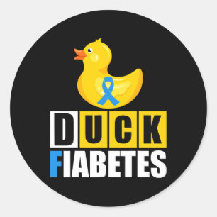 Type 1 Diabetes Duck Fiabetes T1d Awareness Classic Round Sticker