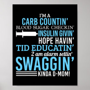 Type 1 Diabetes Mum Fun T1D Diabetic Awareness Wom Poster