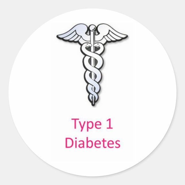 Type 1 Diabetes pink Classic Round Sticker (Front)