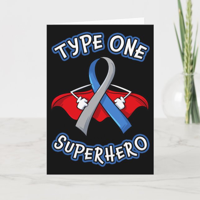 Type 1 Diabetes Superhero Awareness Gift Diabetic  Card (Front)