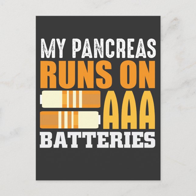 Type 1 Diabetes T1D Awareness Diabetic Battery Postcard (Front)