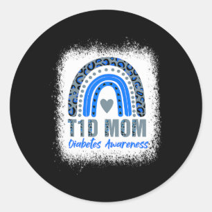 Type 1 Diabetes T1d Mum Diabetes Awareness Leopard Classic Round Sticker